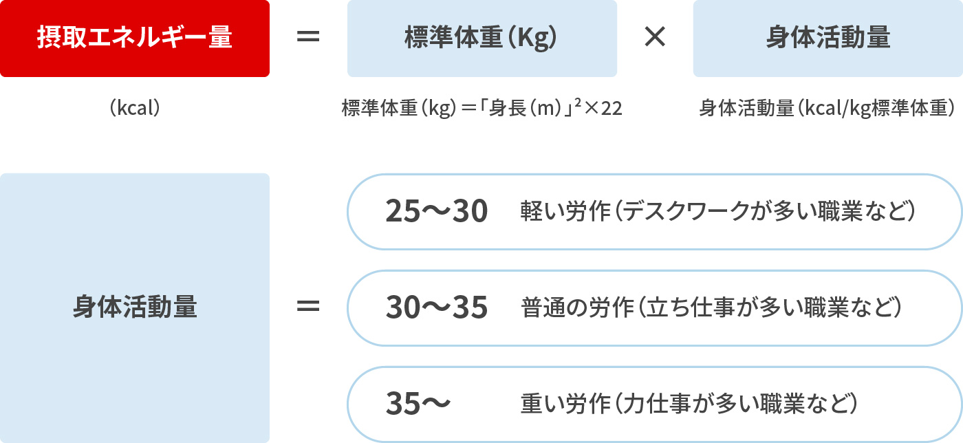 1日の適正な摂取エネルギー量の計算方法